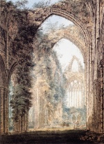 Thomas Girtin - paintings - Interior of Tintern Abbey looking toward the West Window