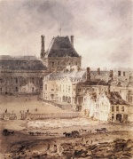 Thomas Girtin  - Peintures - Paris (partie des Tuileries et du Louvre)