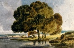 Thomas Girtin  - paintings - Trees on a Riverbank