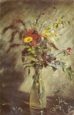 John Constable - Peintures - Fleurs dans un vase de verre