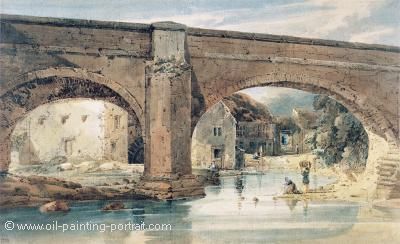 Wetherby Bridge (Yorkshire looking through the Bridge to the Mills)