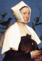 Hans Holbein - Peintures - Portrait d'une dame avec un écureuil et un étourneau