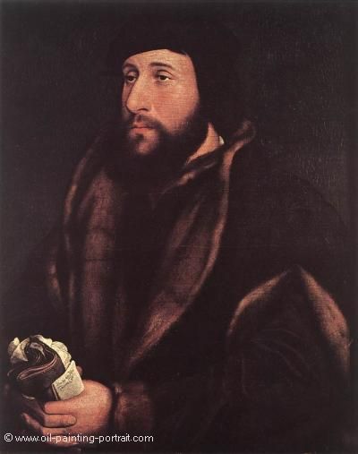 Portrait of a Man Holding Gloves and Letter