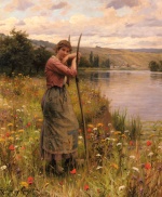 Daniel Ridgway Knight - paintings - A Moment of Rest