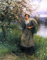 Daniel Ridgway Knight - paintings - Apple Blossoms in Normandy