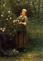 Daniel Ridgway Knight - paintings - Cutting Roses