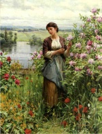 Daniel Ridgway Knight - paintings - Julia among the Roses