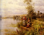 Daniel Ridgway Knight - Bilder Gemälde - Women fishing on a Summer Afternoon