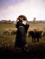 Daniel Ridgway Knight  - paintings - Shepardess and her Flock