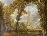 John Constable - paintings - Salisbury Cathedral from the Bishops' Grounds