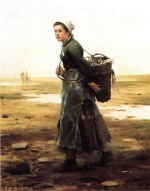 Daniel Ridgway Knight  - Bilder Gemälde - The Oyster Gatherer