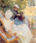 Peder Severin Krøyer - Peintures - Marie y su madre en el jardin
