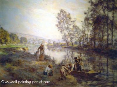 Figures by a Country Stream