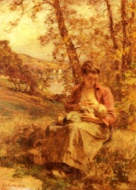 Léon Augustin Lhermitte - Peintures - Jeune mère
