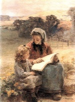 Léon Augustin Lhermitte - paintings - La Lecon de lecture