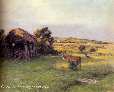 Landscape with a Peasant Women Milking a Cow