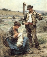Léon Augustin Lhermitte - Peintures - Maternité ou Heureuse famille 