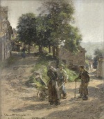 Léon Augustin Lhermitte  - Peintures - Paysans discutant à Mont Saint Père
