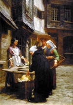 Léon Augustin Lhermitte  - Peintures - Le marché au beurre
