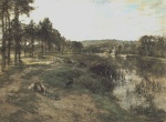 Léon Augustin Lhermitte  - Peintures - Troupeau au bord de leau