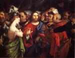 Lorenzo Lotto - Peintures - Le Christ et la femme adultère