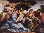 Lorenzo Lotto - Bilder Gemälde - Madonna and Child with Saints and an Angel