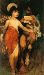 Hans Makart - paintings - Faun and Nymph Pan und Flora