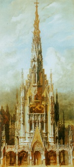 Hans Makart - Peintures - L´église gothique de Saint-Michel (façade du clocher)