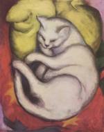 Franz Marc - Peintures - Chat sur un coussin jaune