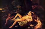 Nicolas Poussin - Peintures - Vénus endormie et Cupidon