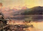 Charles Marion Russell - Peintures - Cerf au lac McDonald