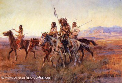 Four Mounted Indians
