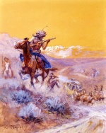 Charles Marion Russell - paintings - Indian Attack