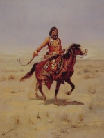 Charles Marion Russell - Peintures - cavalier indien