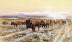 Charles Marion Russell - Peintures - La piste du bison