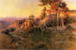 Charles Marion Russell  - Peintures - Regardant les wagons