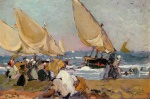 Joaquin Sorolla y Bastida  - Bilder Gemälde - Sailing Vessels on a Breezy Day Valenencia