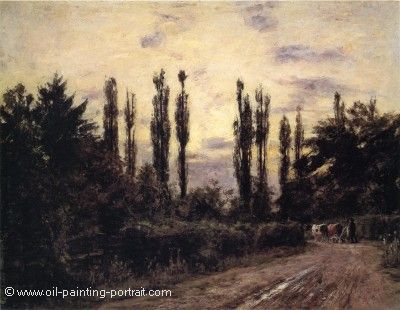 Evening Poplars and Roadway near Schleissheim