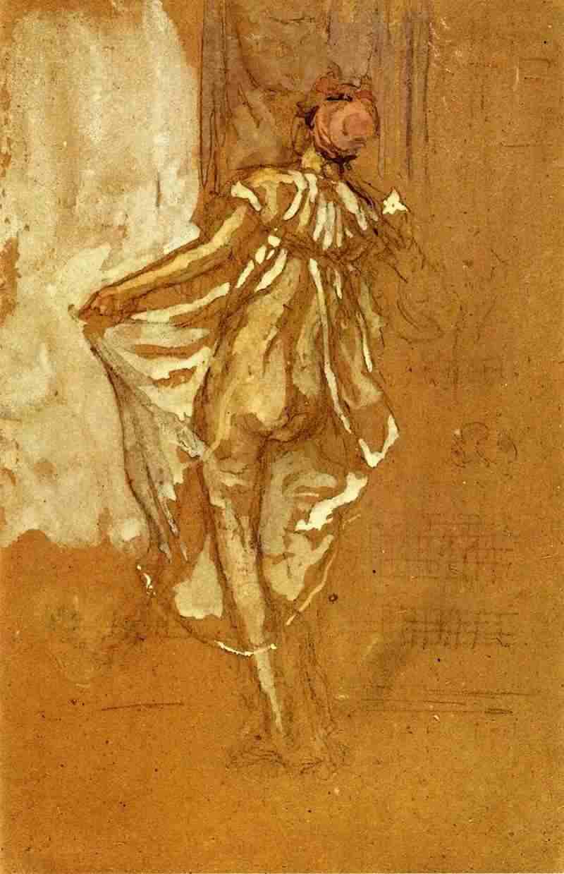 A Dancing Woman in a Pink Robe, Seen from the Back