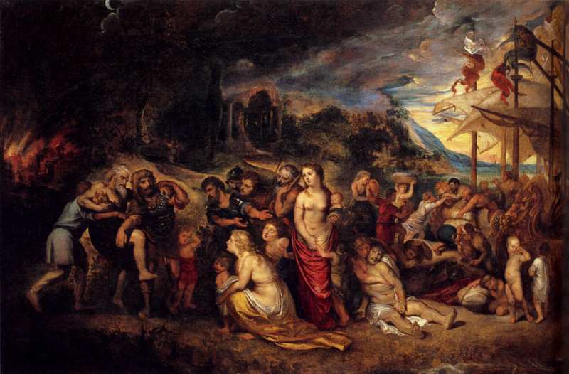 Aeneas and his Family Departing from Troy