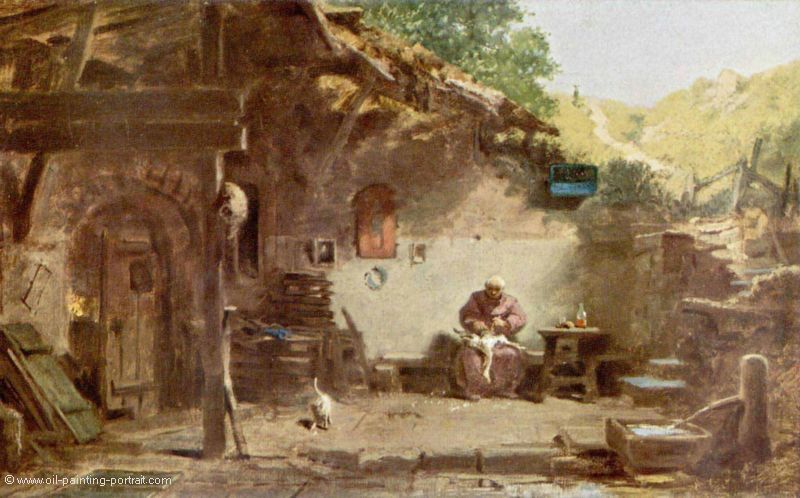 Alter Moench vor der Klause