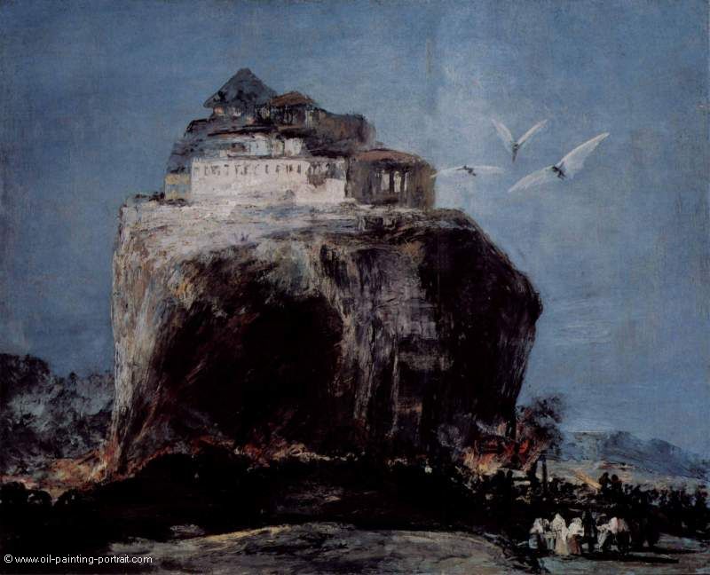 Angriff auf eine Burg auf einem Felsen
