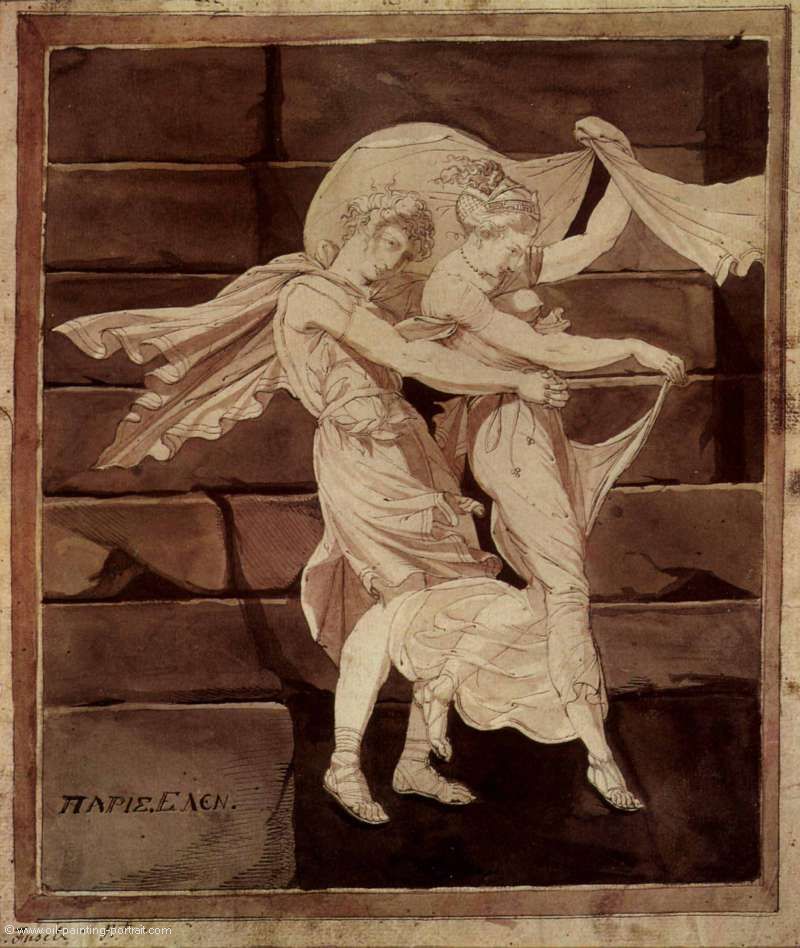 Aphrodite fuehrt Paris zum Duell Menelaos