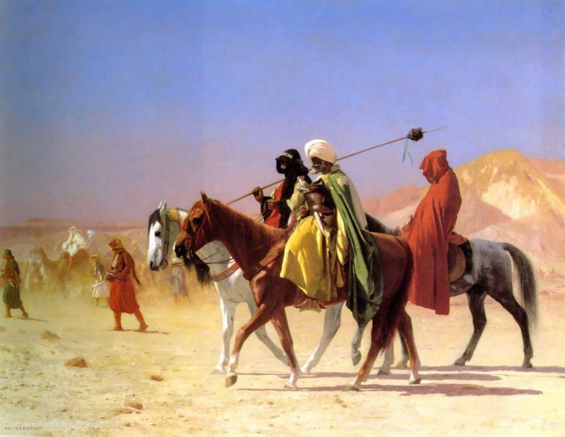 Araber durchqueren die Wueste