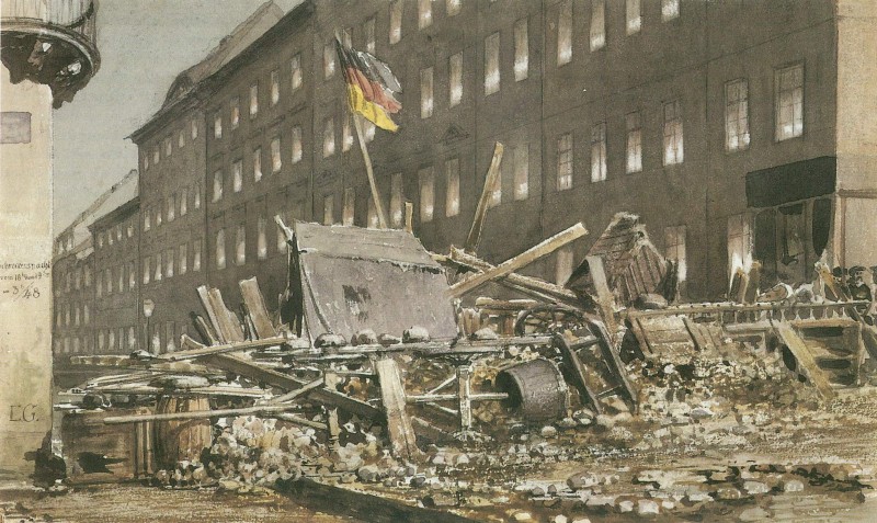 Barrikade in der Breiten Strasse