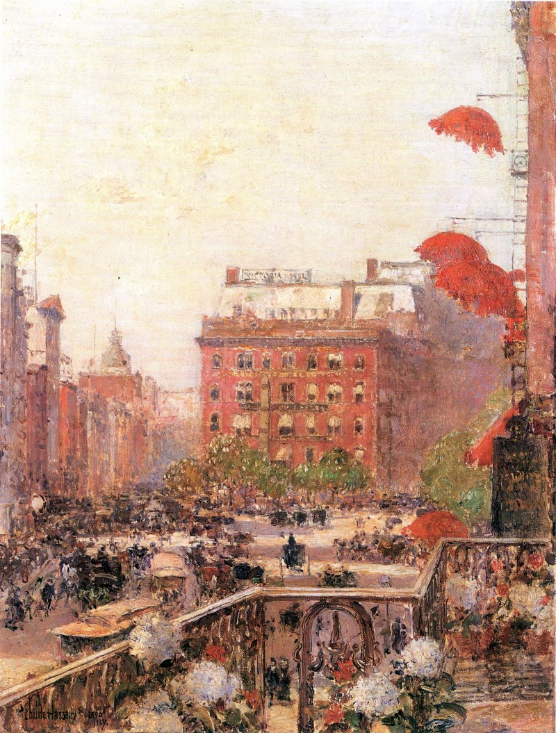 Blick auf Broadway und Fifth Avenue