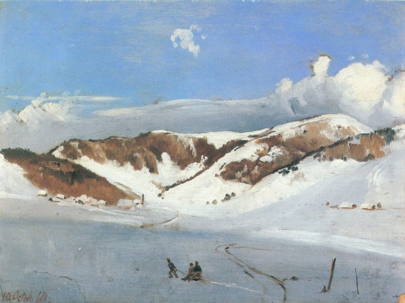 Blick gegen das Gerzoghorn im Neuschnee in Bernau