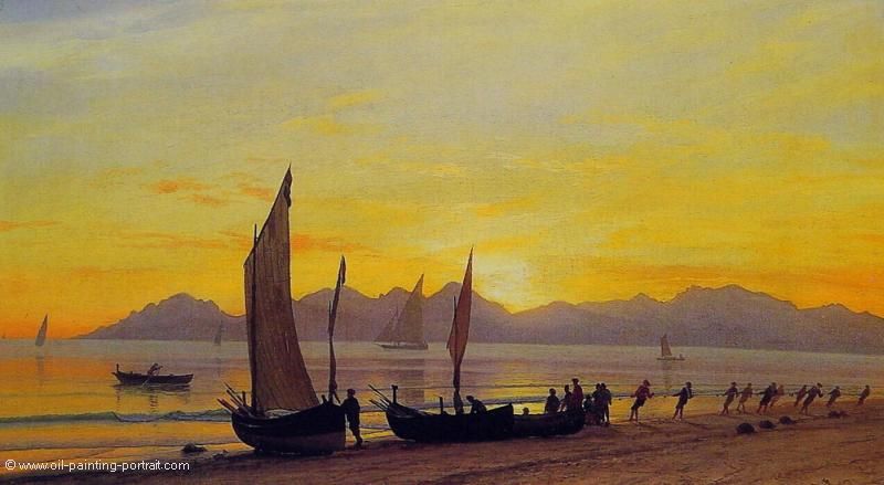 Boats Ashore at Sunset
