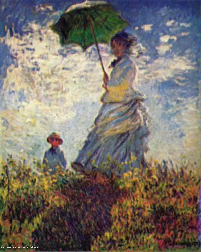 Camille Monet und Sohn Jean auf dem Huegel