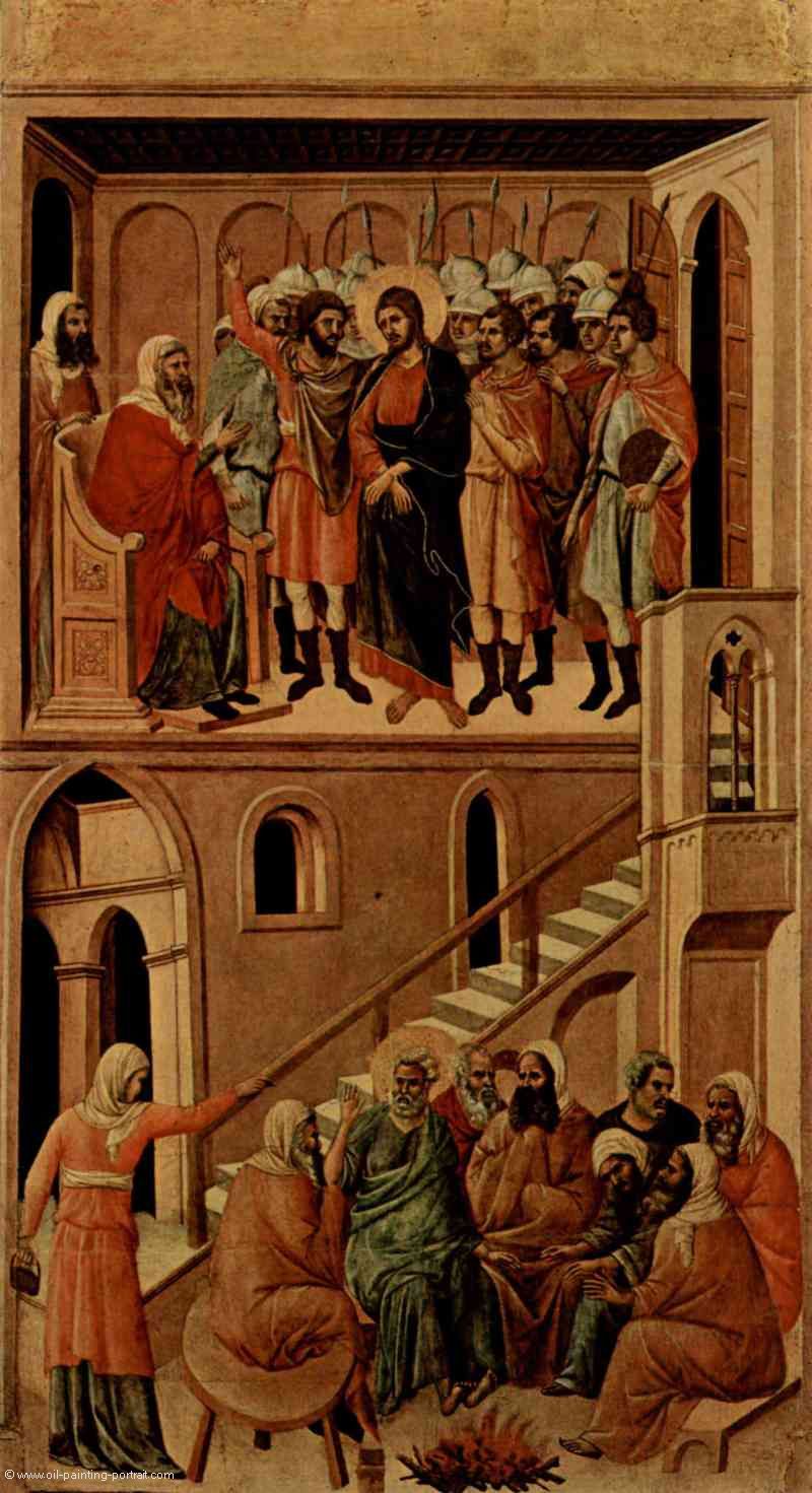 Christus vor dem Hoheprieser und Verleugnung Christi durch Petrus